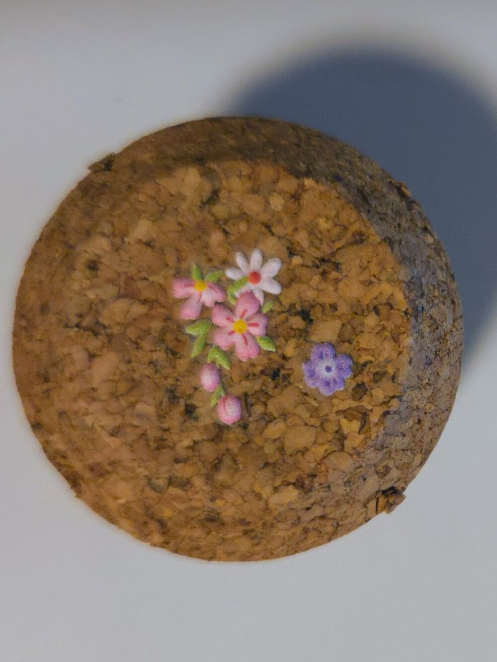 Brand New Hand Crafted Magnet Created from Champagne Cork Featuring Flowers